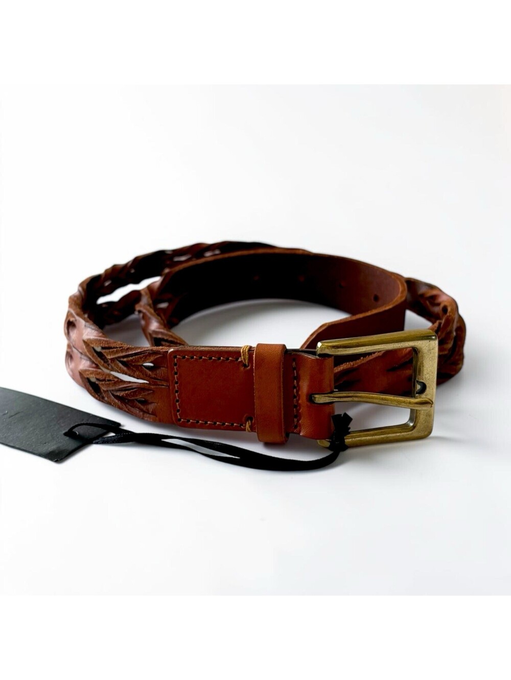 Jenni Kayne Brown Braided Leather Belt w/ Buckle Adjustable - Women’s Size M